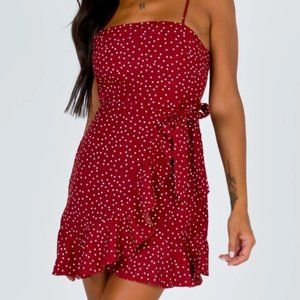 Princess Polly Red Polka Dot Wrap Tie Dress NWT - Size US 10